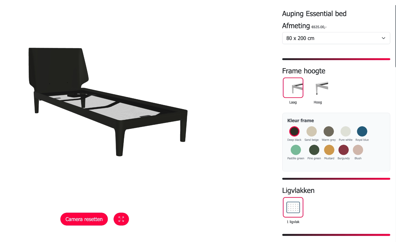 3D-bedconfigurator voor het Auping Essential Bed op hbeds.nl